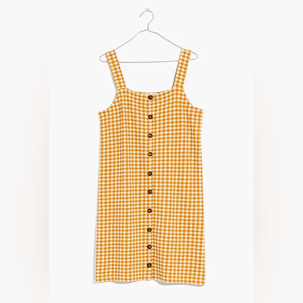 Madewell Jacquard Button-Front Mini Dress in Gingham Check